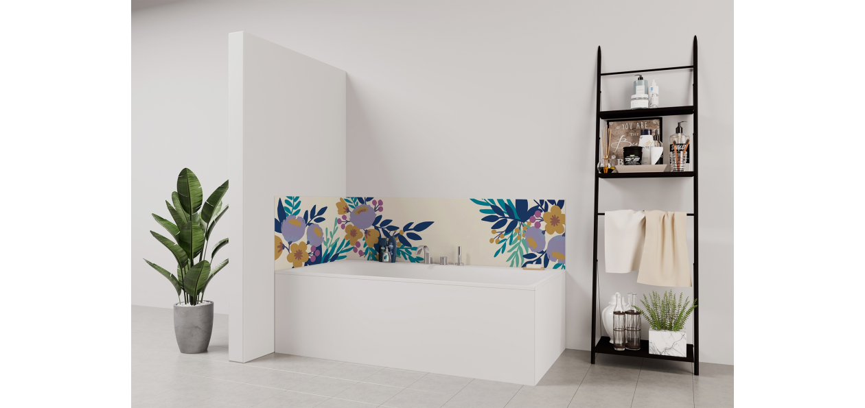Panneau de bain : Dessin et Fleurs
