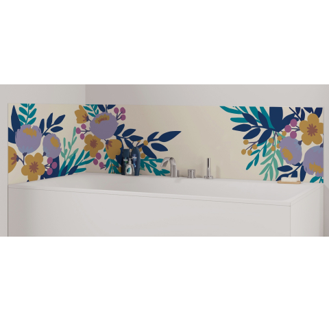 Panneau de bain : Dessin et Fleurs