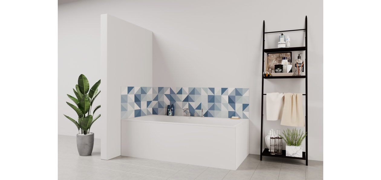 Panneau de bain : Jeux et Triangles Bleus