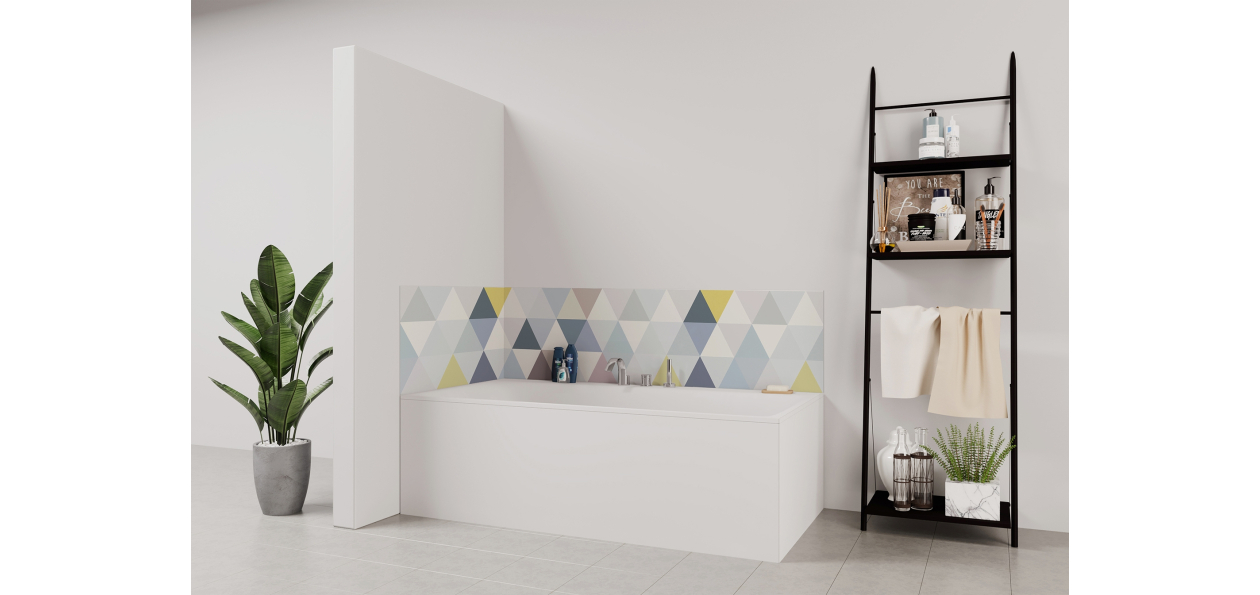 Panneau de bain : Jeux et Triangles Colorés Pales