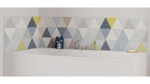 Panneau de bain : Jeux et Triangles Colorés Pales