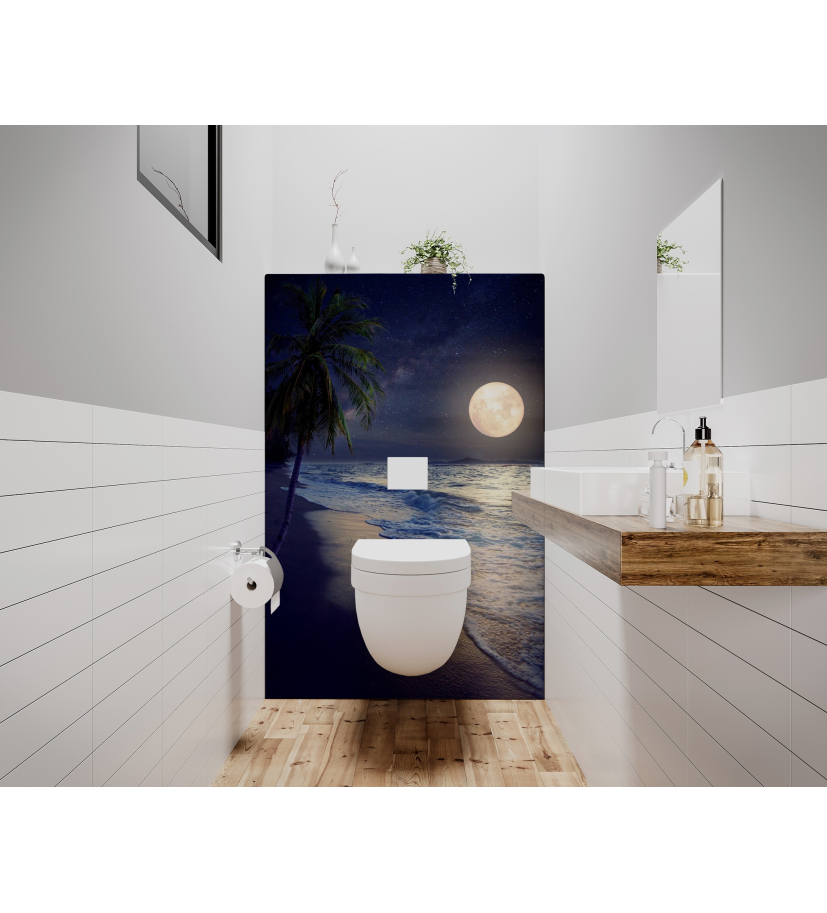 Panneau de WC : Plage et lune