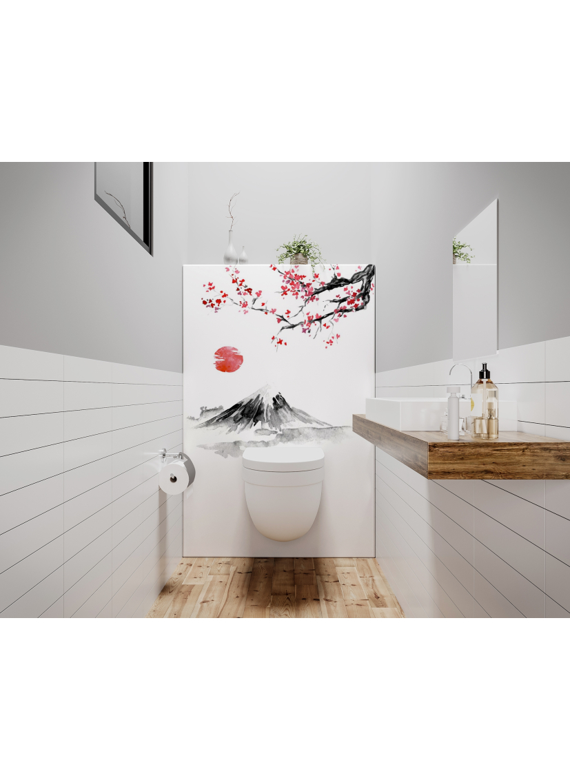 Panneau de WC : Estampe japonaise cerisier