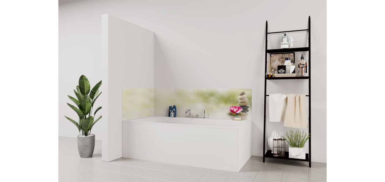 Panneau de bain : Lotus et galets