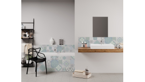 Panneau de bain : Carreaux ciment patchwork