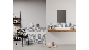 Panneau de bain : Carreaux ciment éparses