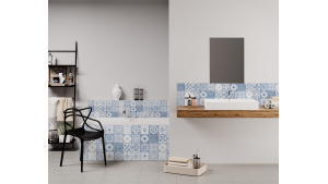 Panneau de bain : Carreaux ciments antique bleu