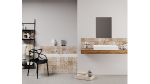 Panneau de bain : Carreaux ciments antique rouge