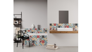 Panneau de bain : Carreaux ciment pop art