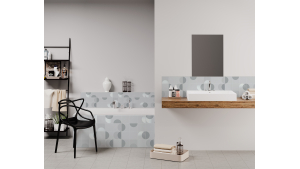 Panneau de bain : Carrelage lune blanc