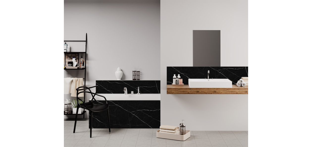 Panneau de bain : Marbre Noir 3