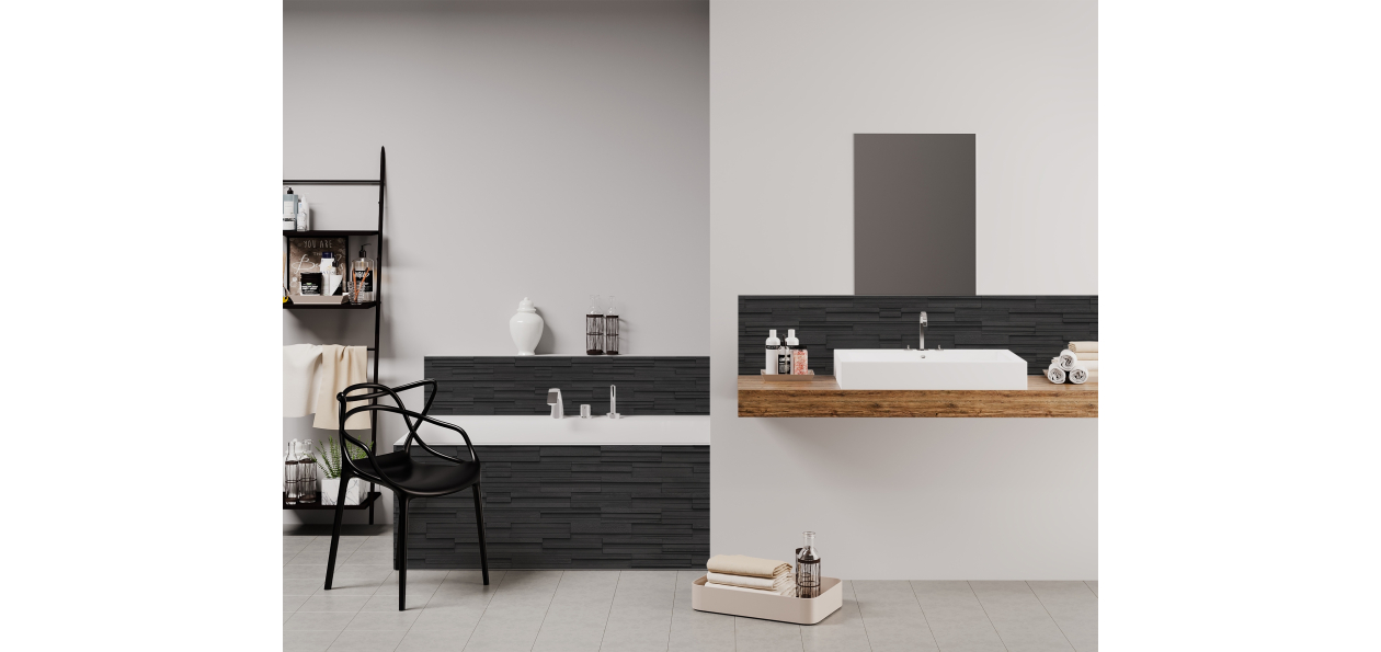 Panneau de bain : Mur Brique Ardoise Noir