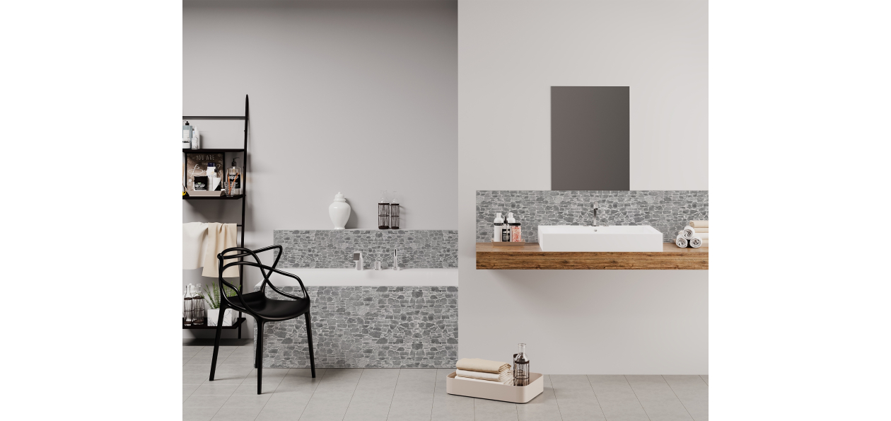 Panneau de bain : Mur Pierre