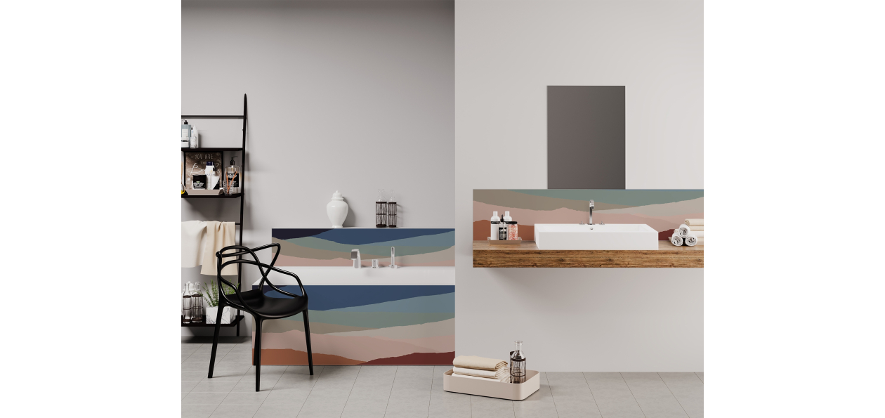 Panneau de bain : Collines Abstraites 3