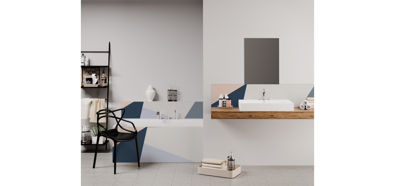 Panneau de bain : Diagonales et Couleurs 3
