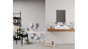 Panneau de bain : Jeux et Triangles Colorés Pales
