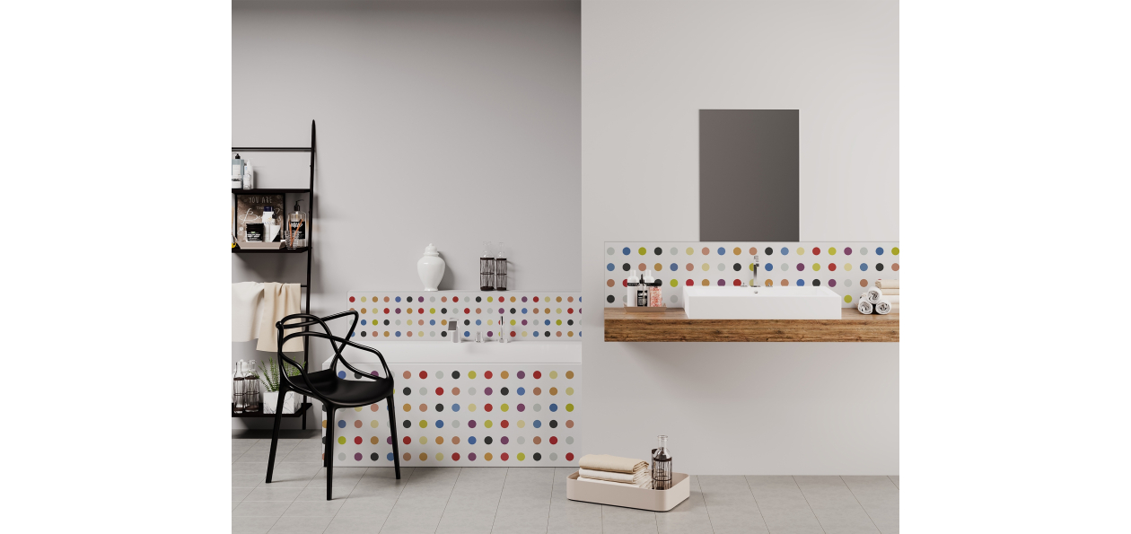 Panneau de bain : Ronds Colorés