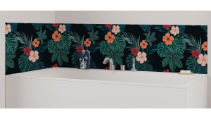 Panneau de bain : Dessin Végétation et Hibiscus