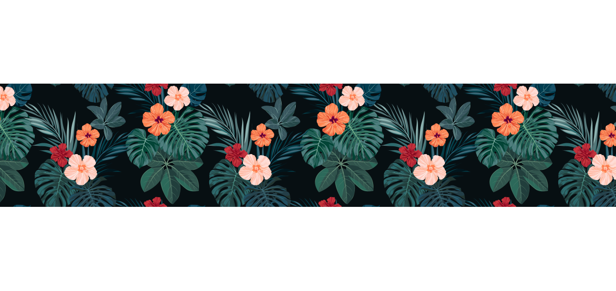 Panneau de bain : Dessin Végétation et Hibiscus