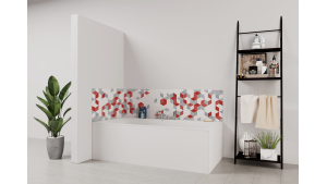 Panneau de bain : Losanges Rouges