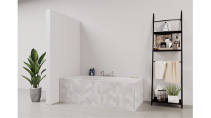 Tablier de bain : Carrelage hexagone gris léger