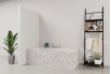 Tablier de bain : Carrelage hexagone gris léger