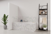 Tablier de bain : Carrelage hexagone gris léger