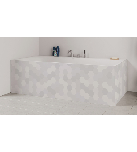 Tablier de bain : Carrelage hexagone gris léger