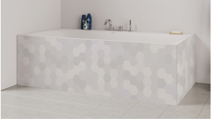 Tablier de bain : Carrelage hexagone gris léger