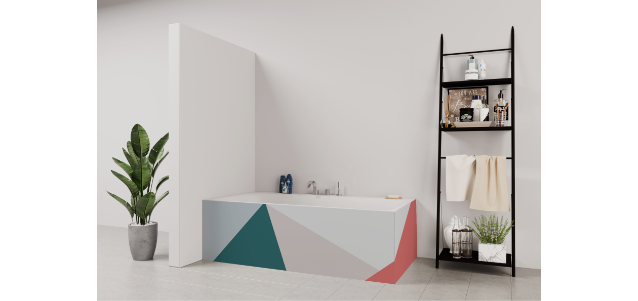 Tablier de bain : Diagonales et couleurs 2