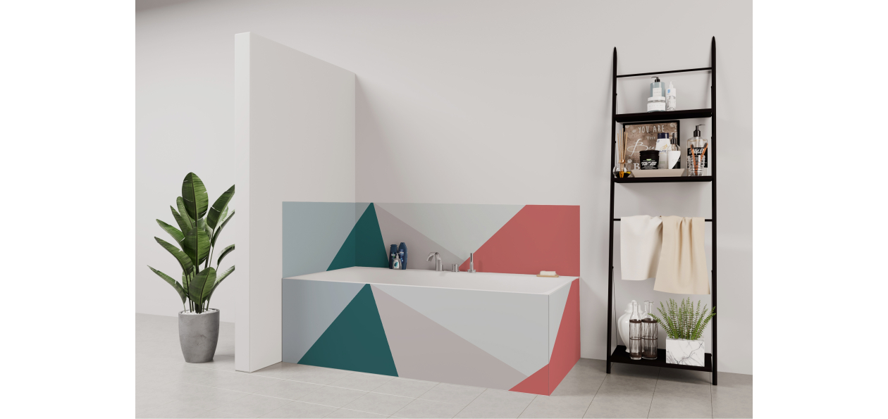 Tablier de bain : Diagonales et couleurs 2