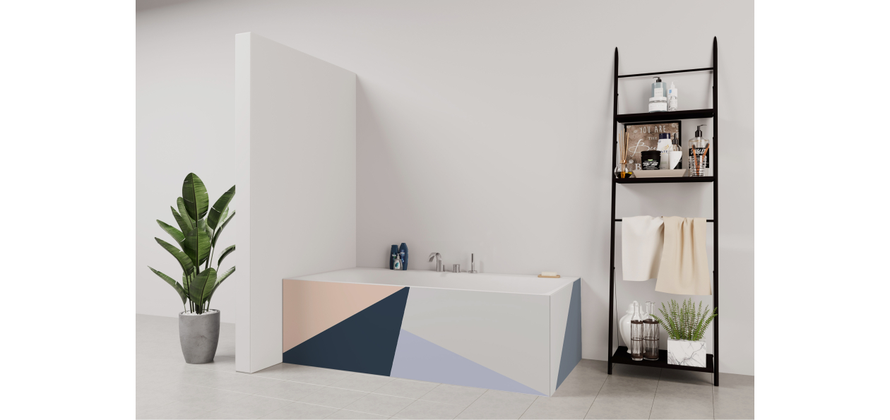 Tablier de bain : Diagonales et couleurs 3