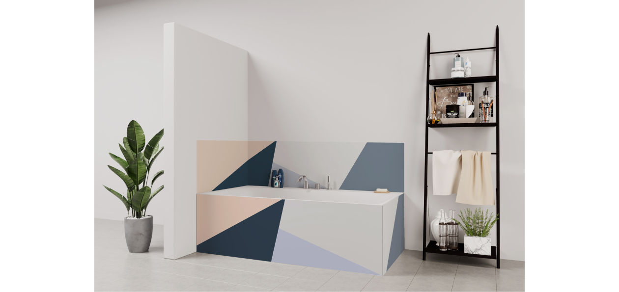 Tablier de bain : Diagonales et couleurs 3