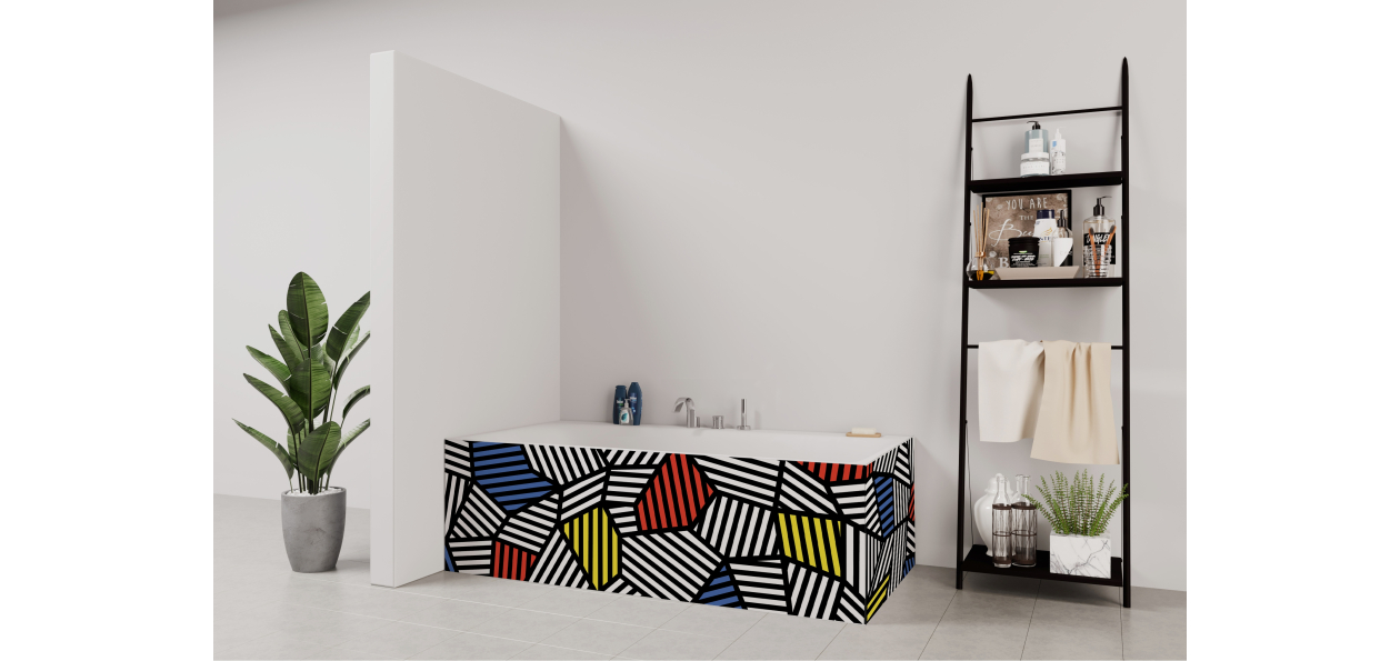 Tablier de bain : Géométrie et couleurs