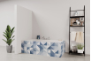 Tablier de bain : Jeux et triangles bleus