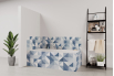 Tablier de bain : Jeux et triangles bleus