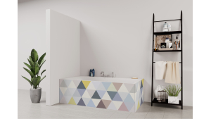 Tablier de bain : Jeux et triangles colorés pales