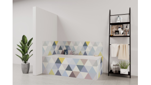 Tablier de bain : Jeux et triangles colorés pales