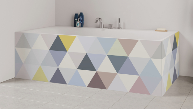Tablier de bain : Jeux et triangles colorés pales