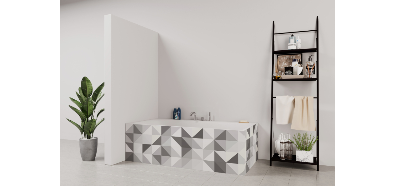Tablier de bain : Jeux et triangles noir et blanc