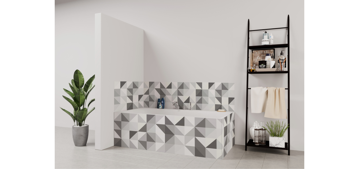 Tablier de bain : Jeux et triangles noir et blanc