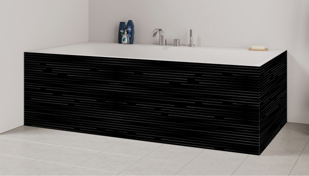 Tablier de bain : lignes blanches fond noir