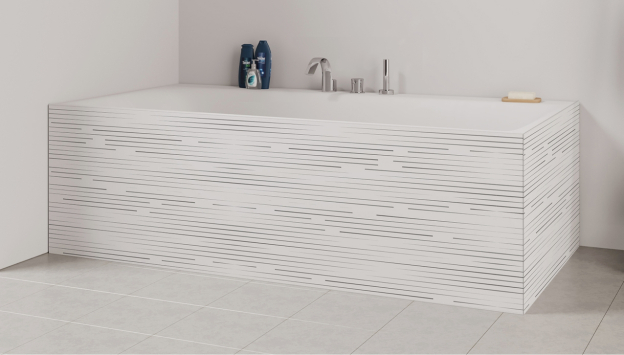 Tablier de bain : Lignes blanches fond blanc