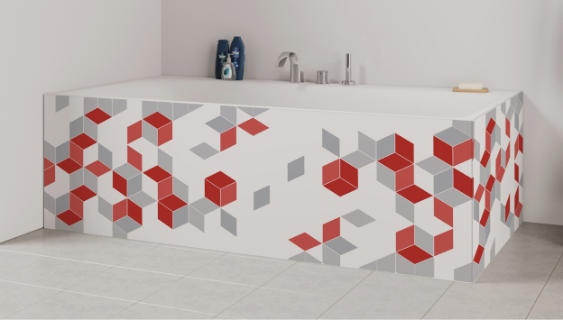 Tablier de bain : Losanges rouges