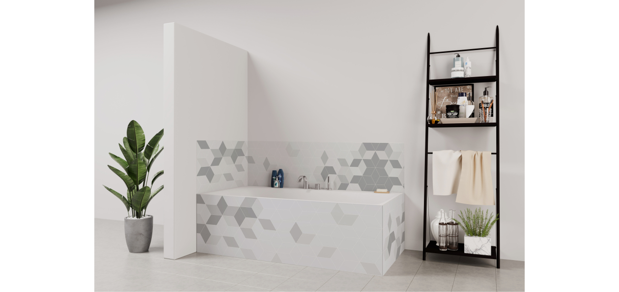 Tablier de bain : Losanges gris
