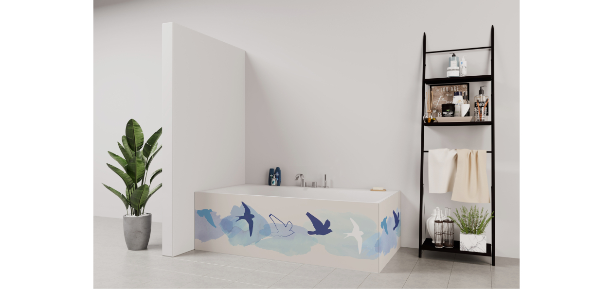 Tablier de bain : Oiseaux et ciel