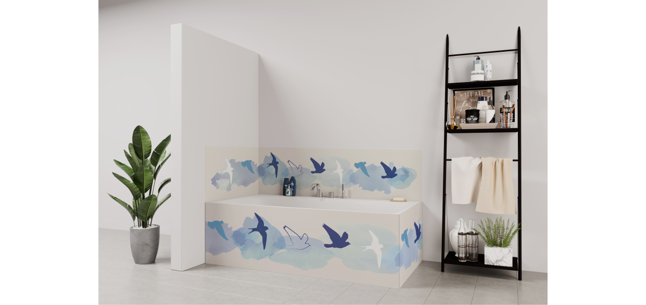 Tablier de bain : Oiseaux et ciel