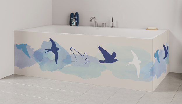 Tablier de bain : Oiseaux et ciel