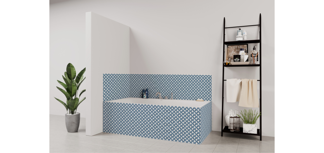 Tablier de bain : Rosace bleu