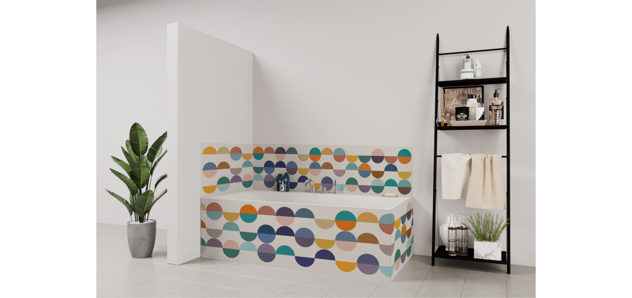 Tablier de bain : Rosace année 70 couleur
